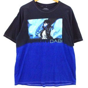 My Hero Academia Shirt Mens Black & Blue Tie Dye Short Sleeve Dabi Graphic L